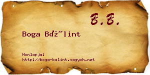 Boga Bálint névjegykártya
